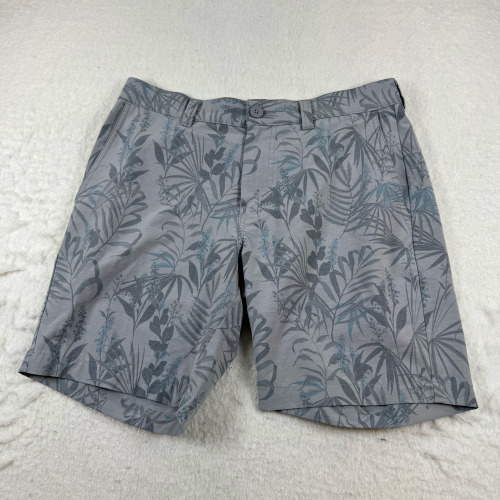 Travis Mathew Shorts Mens Size 32 Gray Floral Golf Stretch Pockets Tropical